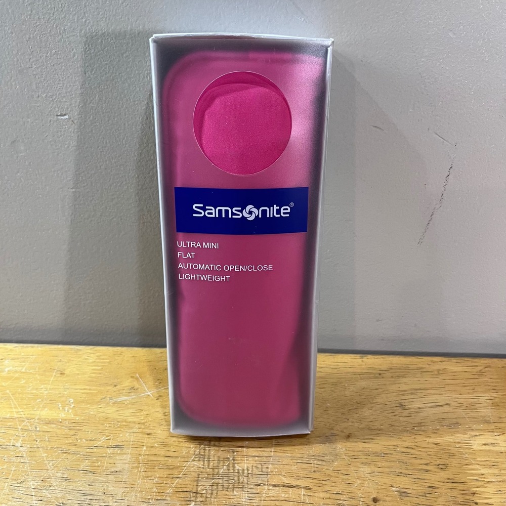 Samsonite Ultra Mini Flat Umbrella Hot Pink Automatic Open Close Lightweight